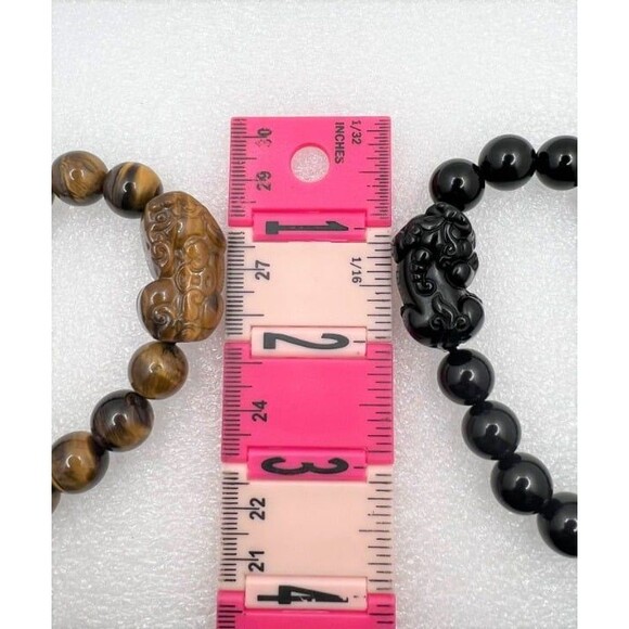 Tiger Eye or Black Obsidian Pixiu Bracelet - Your Choice - Stretch - Picture 8 of 10